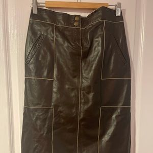 Bod & Christensen brown leather skirt with creme details.
